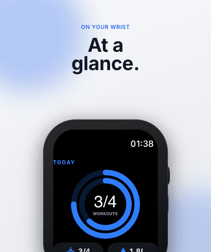 Apple Watch — your day at a glance with workout and water rings.