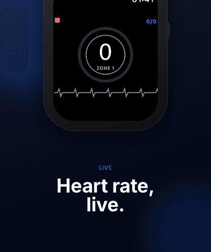 Apple Watch — live heart-rate zones during a workout.